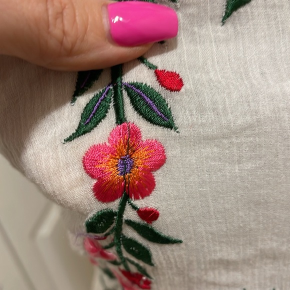 ASOS White Floral Embroidered Midi Tiered Boho Bohemian Dress - Picture 2 of 8